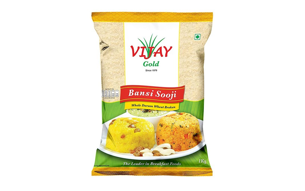 Vijay Gold Bansi Sooji Whole Durum Wheat Broken   Pack  1 kilogram
